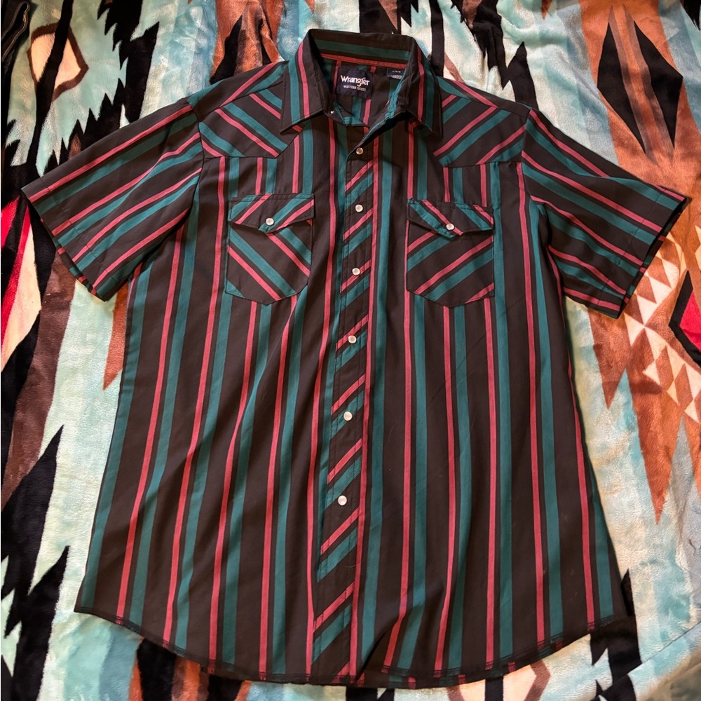 Wrangler Red and Green Striped Shirt